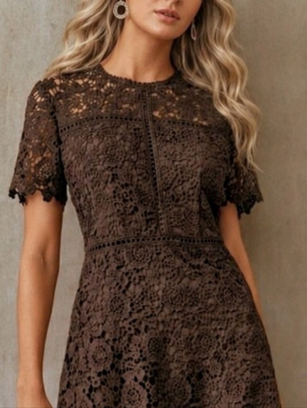 New Brown Lace Dress